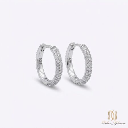 گوشواره نقره حلقه ای نگین دار ظریف er-s-32 عکس اصلی