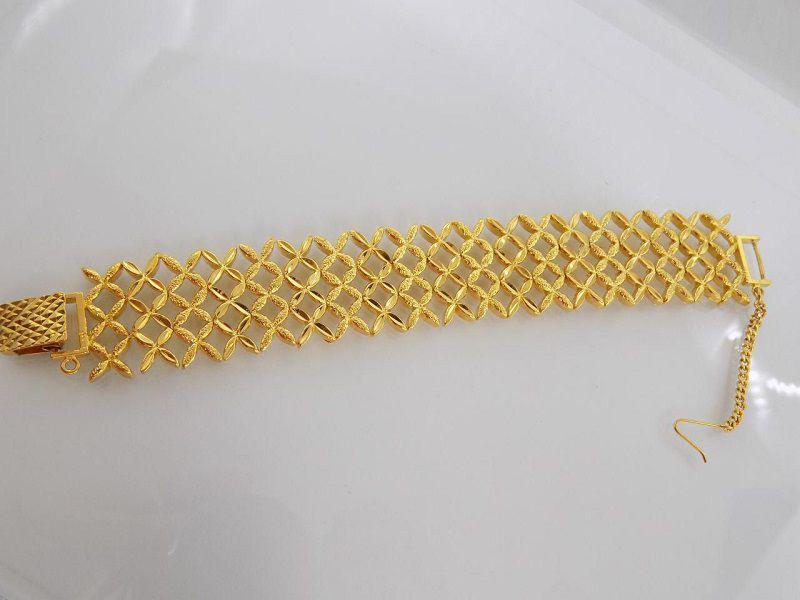 دستبند زنانه طرح طلا عریض ژوپینگ شبکه ای ds-n114 تمام طول