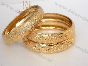 النگو طرح طلا زنانه با نقش و نگار لوزی ds-n115 روی هم