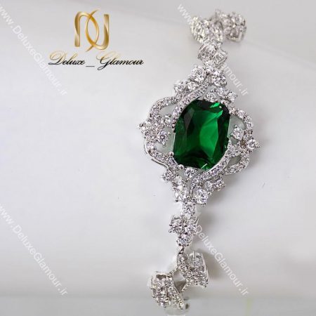 دستبند زنانه جواهری کلاسیک نگین سبز Clio کد cl-194-d