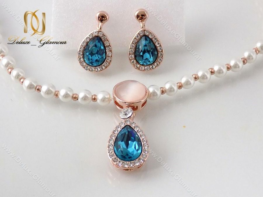 نیم ست مرواریدی کلیو با کریستال های اصل سواروسکی cl-194-N از نزدیک