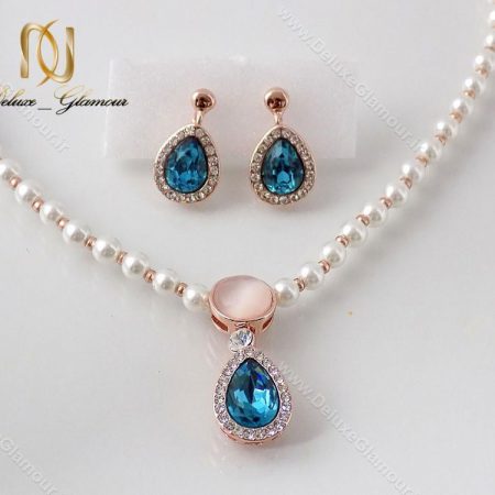 نیم ست مرواریدی کلیو با کریستال های اصل سواروسکی cl-194-N نمای نزدیک