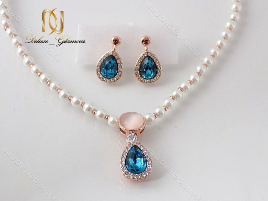 نیم ست مرواریدی کلیو با کریستال های اصل سواروسکی cl-194-N نمای نزدیک