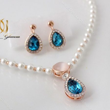نیم ست مرواریدی کلیو با کریستال های اصل سواروسکی cl-194-N از کناری