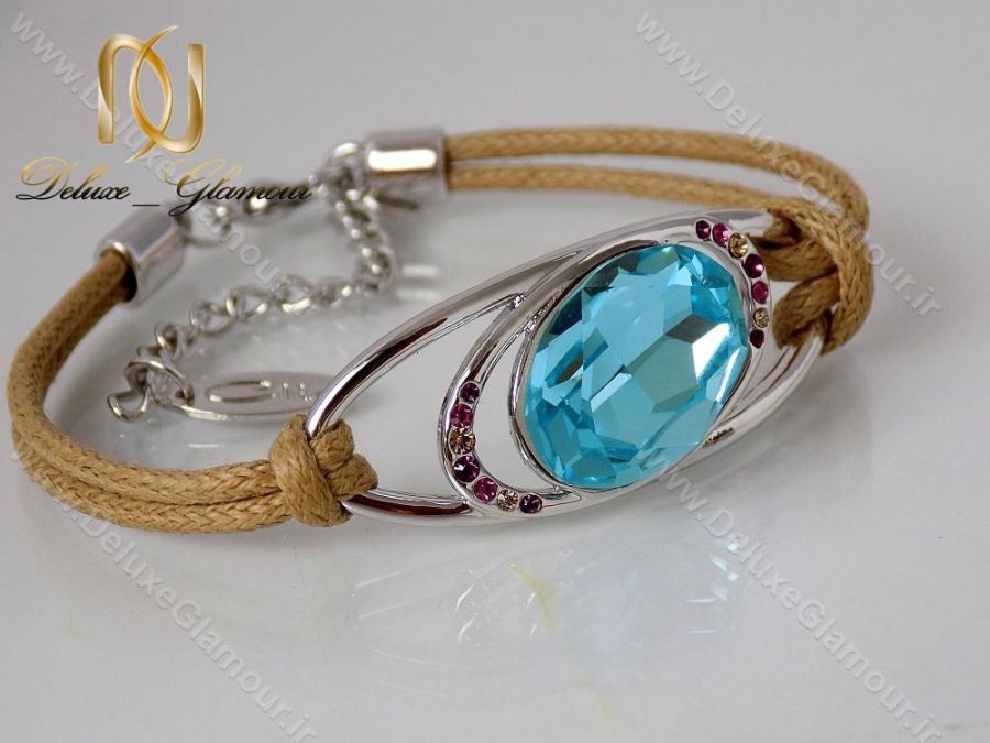 دستبند اسپرت دخترانه آبی کنفی با المان های سواروسکی ds-n120