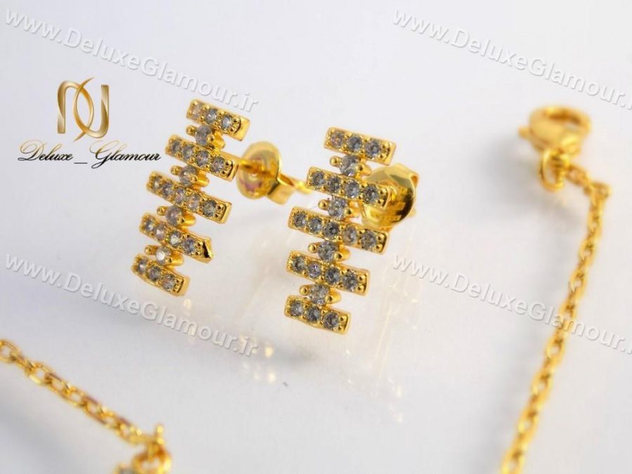 سرویس کامل زیورآلات طرح طلا نگین دار se-n112 گوشواره