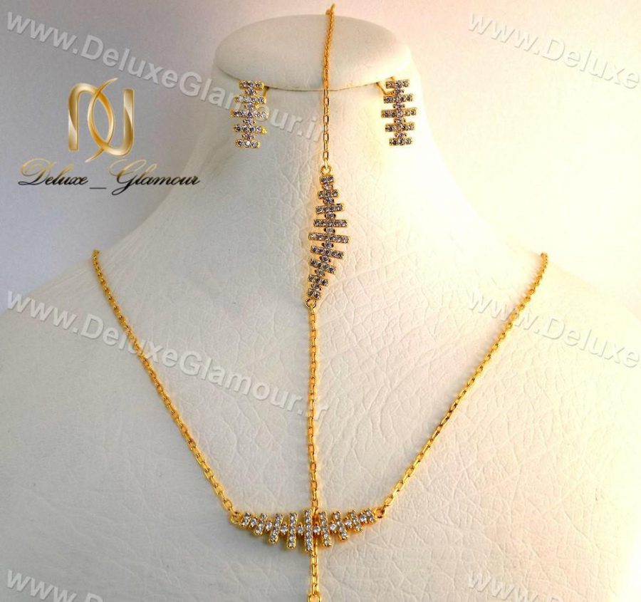 سرویس کامل زیورآلات طرح طلا نگین دار se-n112 از روبرو