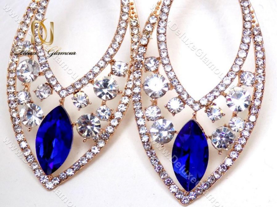 گوشواره برنجی طرح اشک با نگین آبی er-n108 ار مقابل
