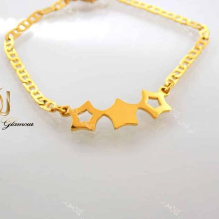 دستبند دخترانه بچگانه استیل طرح سه ستاره ds-n142 از بالا