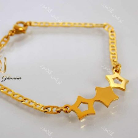 دستبند دخترانه بچگانه استیل طرح سه ستاره ds-n142 از کنار