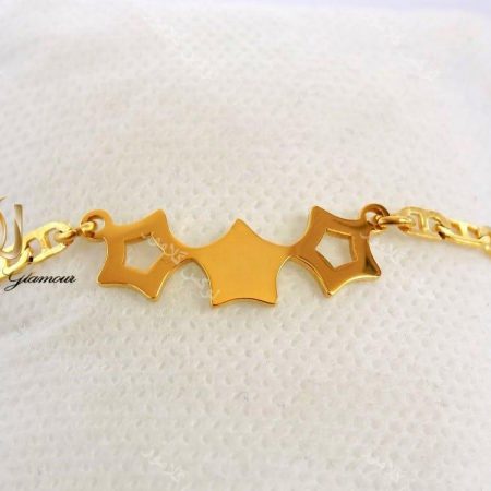 دستبند دخترانه بچگانه استیل طرح سه ستاره ds-n142 از نزدیک