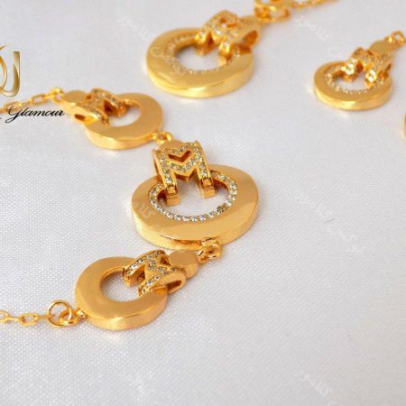سرویس کامل زیورآلات طرح طلا جنس استیل با استایل گرد se-n98 کنار هم