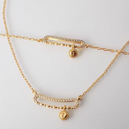 ست دستبند و گردنبند طرح طلا ظریف زنانه se-n108 از بالا