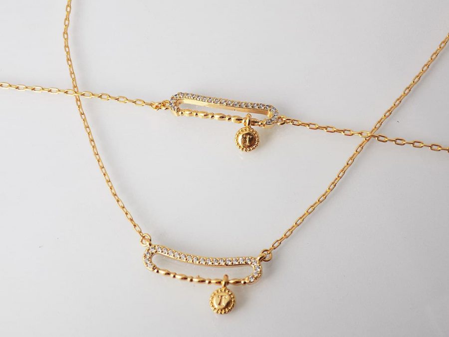ست دستبند و گردنبند طرح طلا ظریف زنانه se-n108 از بالا