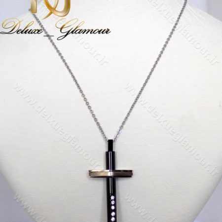 گردنبند اسپرت طرح صلیب استیل مشکی نقره ای کد Nw-n112 از دور