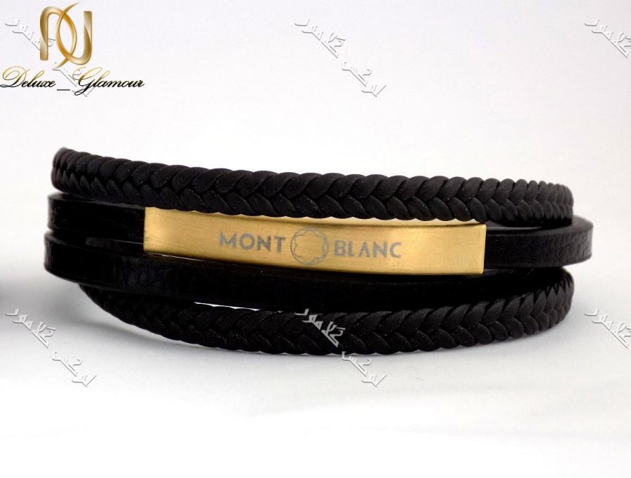 دستبند اسپرت چهار ردیفه چرم طبیعی مونت بلانک طرح بافت و ساده DS-n155 عکس از دستبند طلایی