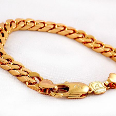 دستبند زنانه زنجیری طرح طلای ژوپینگ با روکش آب طلای 18 عیار و طول 20 سانتی ds-n171 از نمای پایین