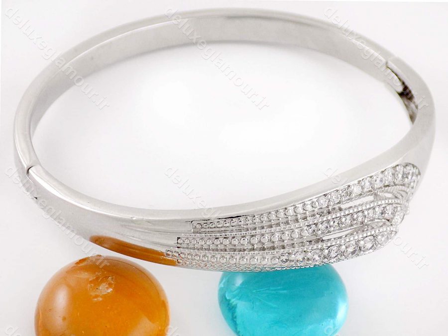 دستبند زنانه ژوپینگ با روکش ردایوم و نگین های کریستالی زیرکونیا ds-n167 از نمای کنار