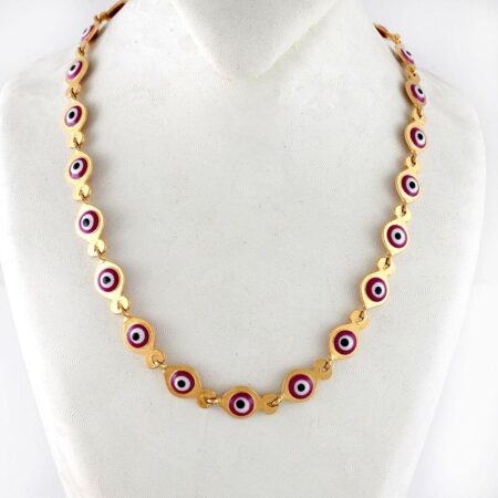 گردنبند بچه گانه ژوپینگ با طرح چشم نظر و روکش آب طلای 18 عیار se-n102 از نمای نزدیک