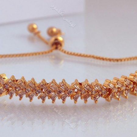 دستبند ظریف طلایی دخترانه نگیندار کلیو با کریستالهای سواروفسکی Ds-n182 عکس اصلی