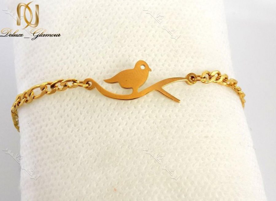 دستبند بچگانه طلایی استیل طرح پرنده Ds-n185 عکس اصلی