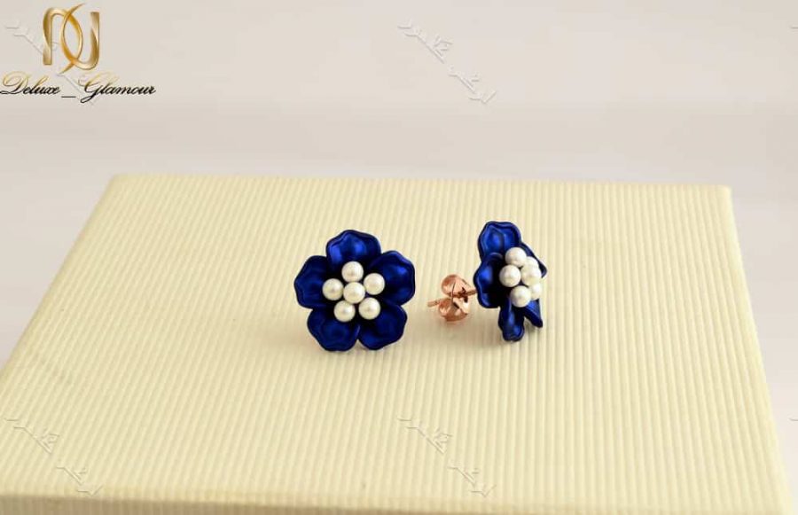 گوشواره دخترانه فانتزی طرح گل آبی برند کلیو Er-n1128 عکس اصلی