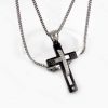خرید گردنبند مردانه استیل طرح صلیب با زنجیر آجری 23 سانتی nw-n147 از نمای دور