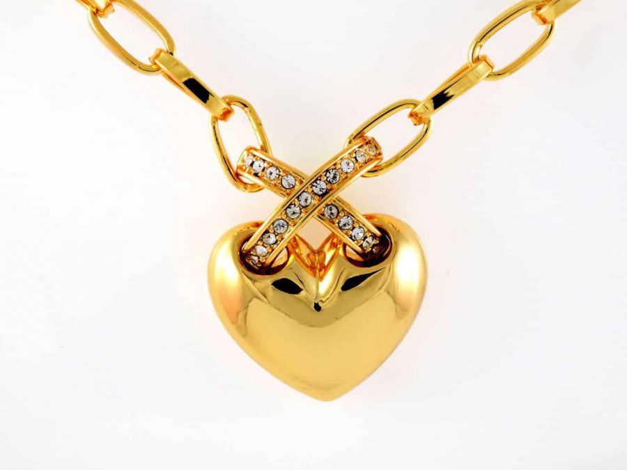گردنبند زنانه جواهری کلیو با طرح قلب و نگین های سواروسکی اصل nw-n152 ازنمای روبرو