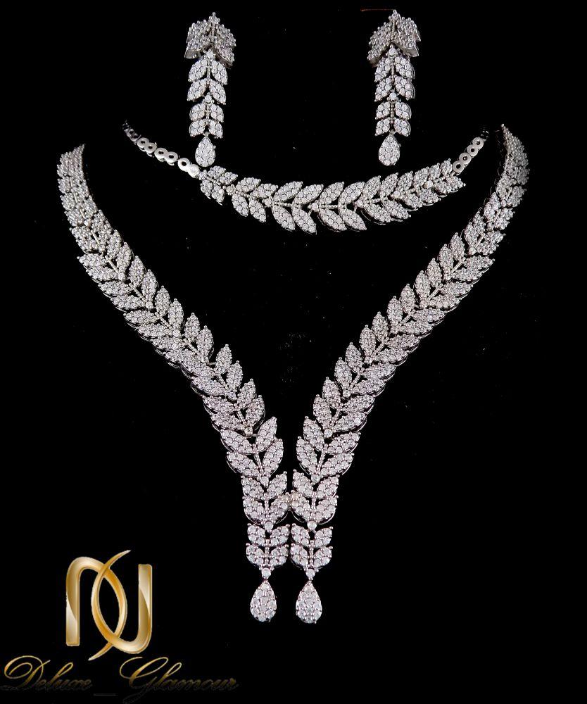 سرویس کامل نقره عیار 925 تایلندی با طرح خوشه گندم ns-n171 از نمای مشکی