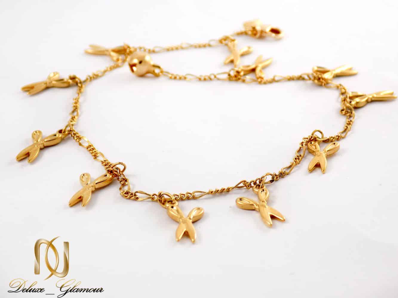 پابند زنانه ژوپینگ با طرح قیچی و روکش آب طلای 18 عیار se-n112 از نمای روبرو