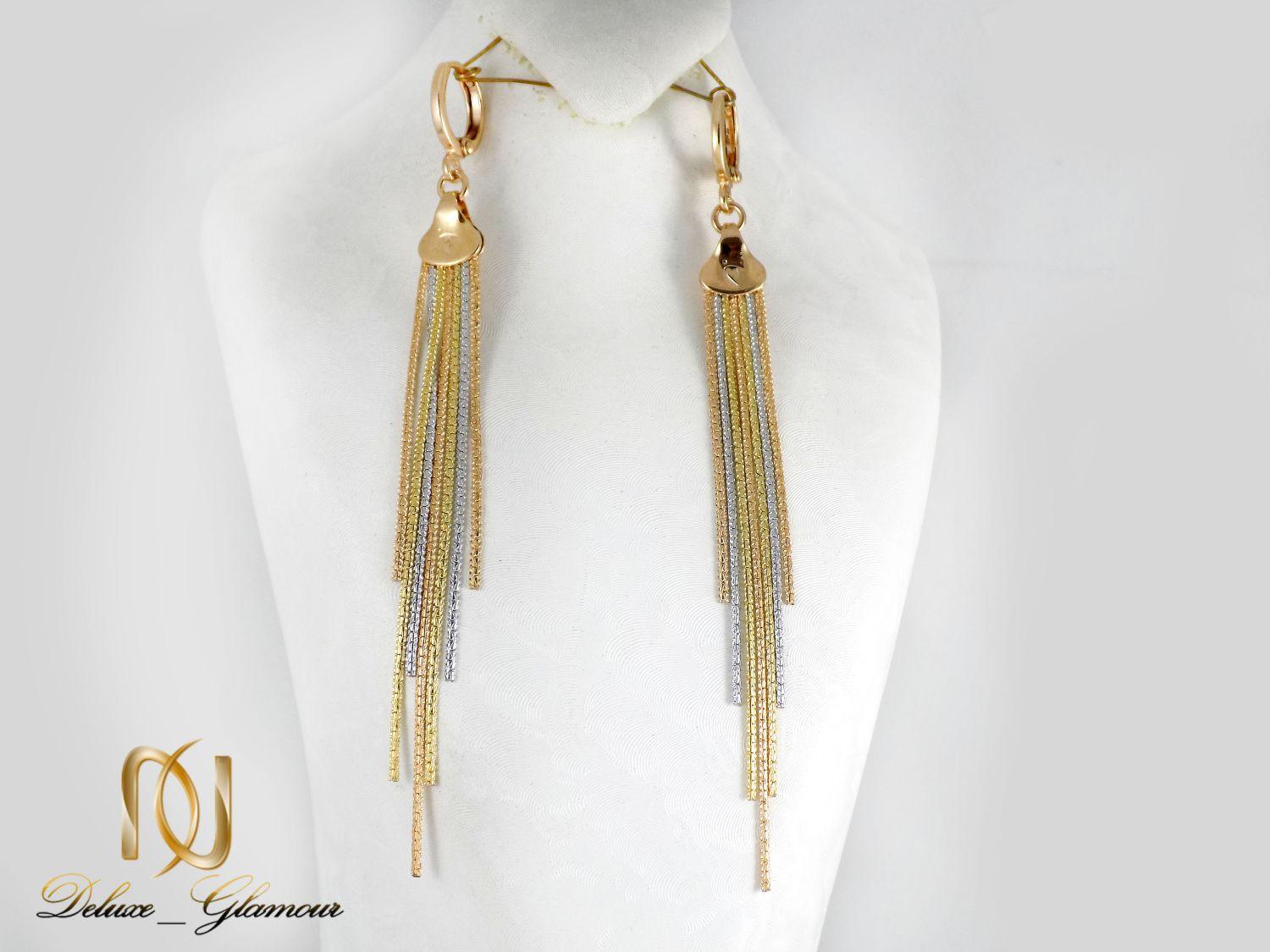گوشواره آویزی هفت رشته ای ژوپینگ با قفل اهرمی er-n145 از نمای استند
