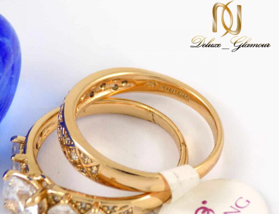 انگشتر دخترانه حلقه و پشت حلقه ژوپینگ با نگین زیرکونیا dl-s124 از نمای داخل