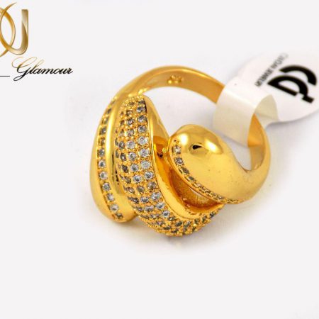 انگشتر زنانه استیل طرح طلا با روکش آب طلای 18 عیار RG-N177 از نمای پایین