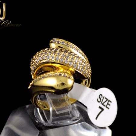 انگشتر زنانه استیل طرح طلا با روکش آب طلای 18 عیار RG-N177 از نمای مشکی