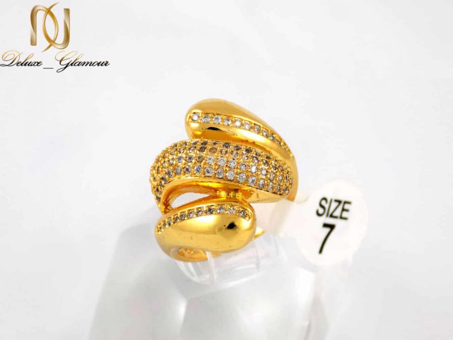 انگشتر زنانه استیل طرح طلا با روکش آب طلای 18 عیار RG-N177 از نمای روبرو