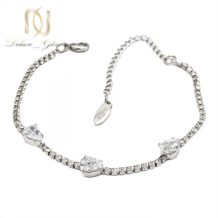 دستبند جواهری دخترانه کریستالهای سواروفسکی Ds-n161 از نمای سفید