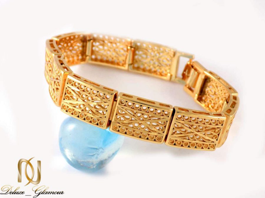 دستبند زنانه طرح طلای ژوپینگ با قفل جعبه ای ds-n20 از نمای روبرو