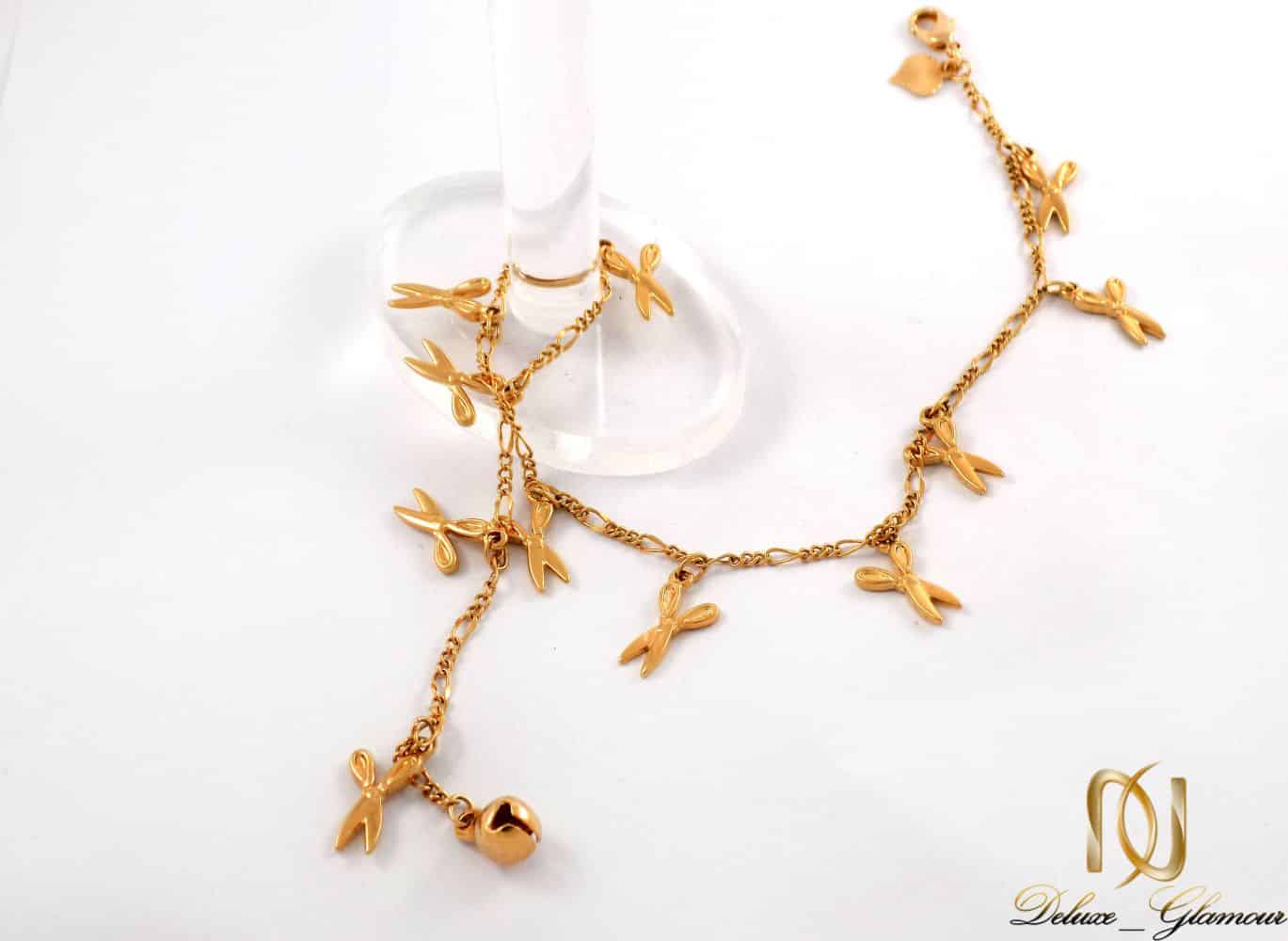 پابند زنانه ژوپینگ با طرح قیچی و روکش آب طلای 18 عیار se-n112 از نمای بالا