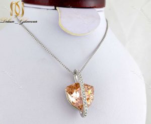 گردنبند دخترانه خاص با کریستال شامپاینی سواروفسکی Nw-n203 - عکس اصلی