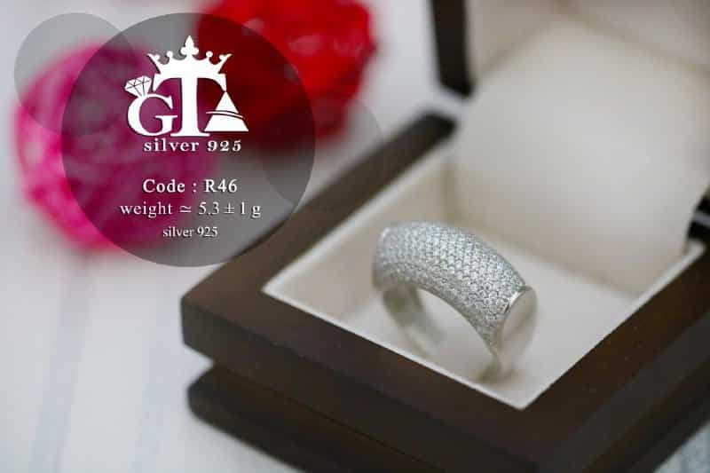 انگشتر زنانه نقره نگین اتمی عیار 925 تایلندی RG-N184 از نمای کنار