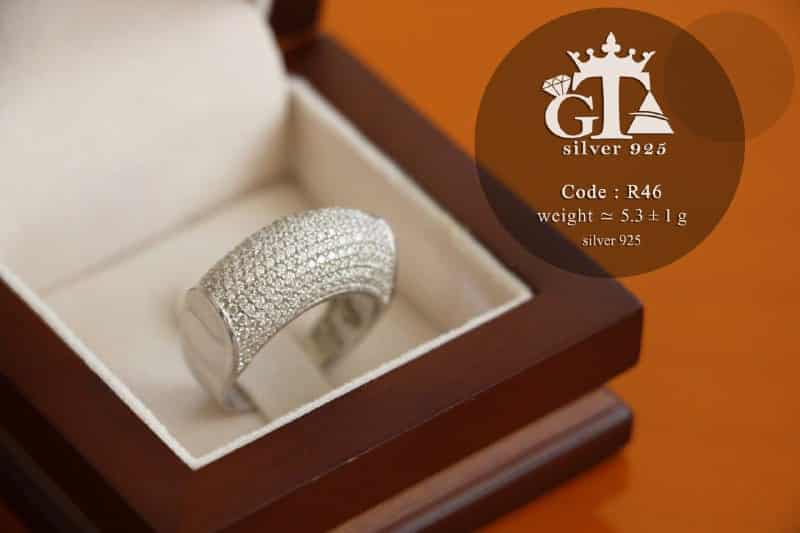 انگشتر زنانه نقره نگین اتمی عیار 925 تایلندی RG-N184 از نمای روبرو
