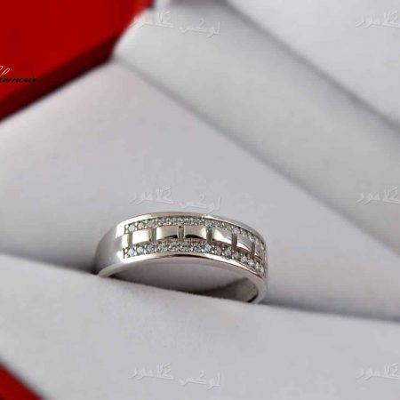 حلقه ست نقره نگین دار طرح خط چین Rg-n191 عکس تک از ست انگشتر