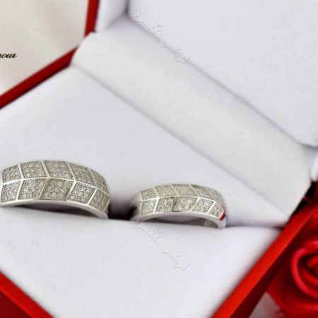 حلقه ست نقره پرنگین طرح پر Rg-n195 داخل جعبه