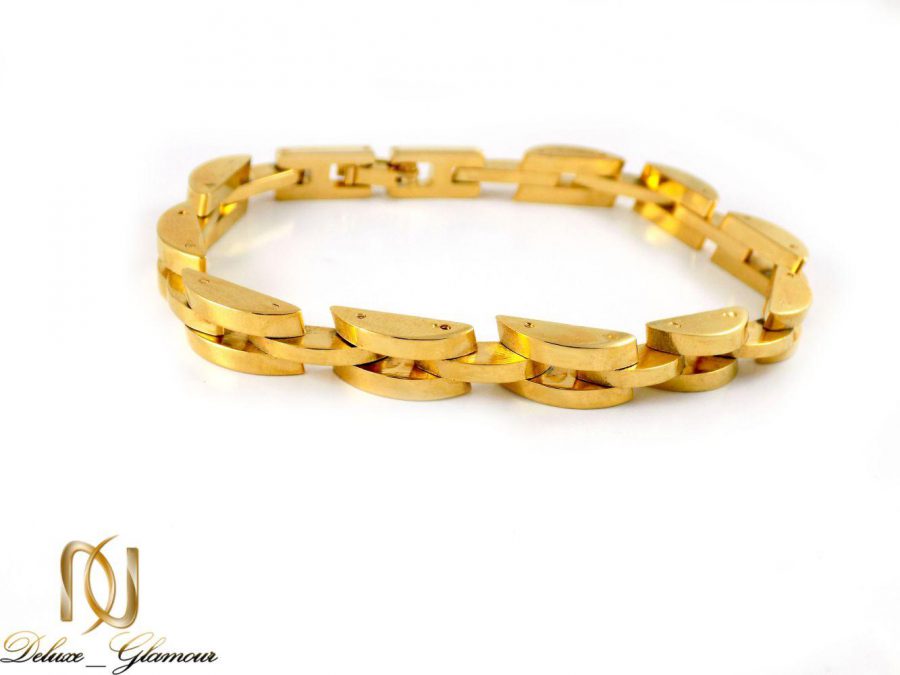 دستبند زنانه استیل طرح طلا با قفل جعبه ای ds-n214 از نمای روبرو