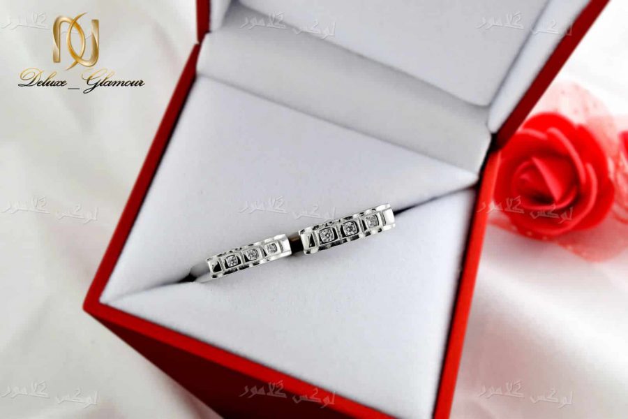 ست حلقه نقره ۹۲۵ طرح سه نگین لوکس Rg-n186 عکس اصلی