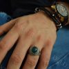 انگشتر مردانه نقره با سنگ عقیق سبز Rg-n201 - روس دست