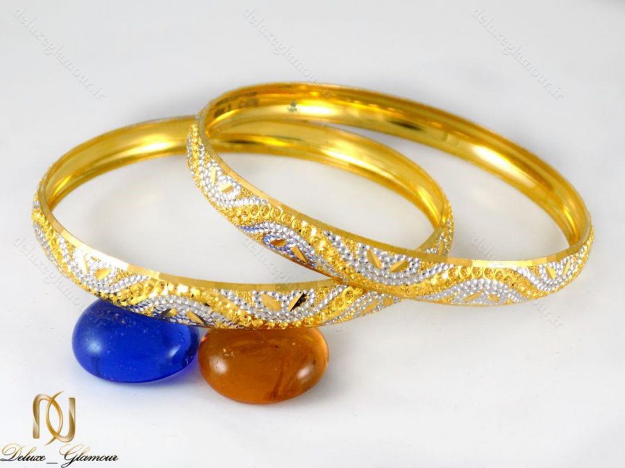 النگو نقره زنانه تراش دو رنگ طرح طلا al-n104 از نمای روبرو