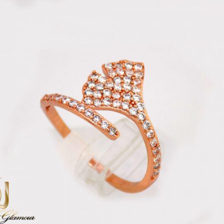 انگشتر دخترانه جواهری طرح صدفی با نگین های سواروسکی rg-n234 از نمای روبرو