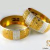 دستبند النگویی نقره زنانه دو رنگ با روکش آب طلا al-n105 از نمای روبرو