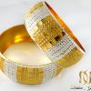 دستبند النگویی نقره زنانه دو رنگ با روکش آب طلا al-n105 از نمای نزدیک